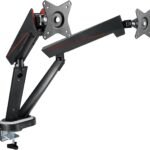Twisted Minds Premium Dual Monitor Aluminum Gas Spring Pole Mounted Monitor Arm Stand And Mount For Gaming And Office Use 17" - 35" Up To 8 Kg – Matte Black