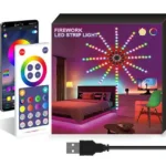 Fireworks LED Strip Lights, 5050 RGBIC Color Changing Music Sync Firework Lights with Remote and App Control