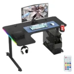 L Shaped RGB Gaming Desk with Remote Control (GT11) –  140*60*100 – Black