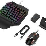GSH One Hand Non Mechanical Gaming Keyboard and Backlit Mouse Combo, USB Wired Rainbow Letters Glow Single Hand Mechanical Keyboard,Gaming Keyboard Set for Laptop PC Game and Work (Combo)