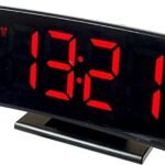 Curve Digital 12-24 Battery Operated Desk Alarm Clock with LED Lighting (Red)