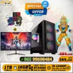 Gaming PC |1TB | 16 GB Ram |RTX4060 | Intel Core i5-12400F With GS PRO Gaming Monitor | 24″ | FHD | 180 Hz | 0.5ms | FAST IPS Curve with Light up Combo Kit Bundle