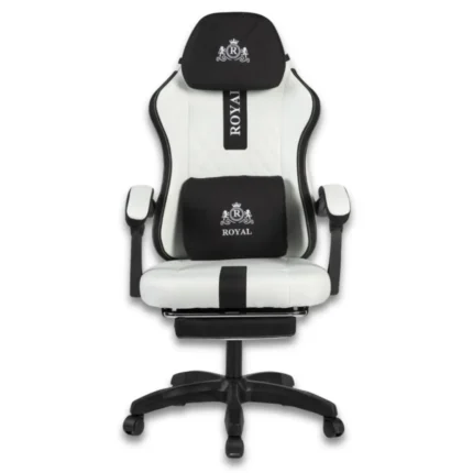 Royal C23 Gaming Chair with Adjustable Headrest, Lumbar Pillow and Footrest-White