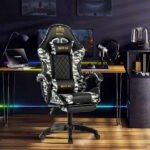 Royal Gaming Chair with Adjustable Headrest, Lumbar Pillow and Footrest (A23)- Camouflaged
