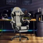 Royal Gaming Chair with Adjustable Headrest, Lumbar Pillow and Footrest (A23)-Grey