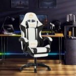 Royal Gaming Chair with Adjustable Headrest, Lumbar Pillow and Footrest (A23)-White