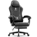 Dowinx LS-6650HG02 Gaming Chair, Wide Seat, Desk Chair with Ottoman -Black