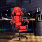 Royal Gaming Chair with Adjustable Headrest, Lumbar Pillow and Footrest (A23)- Red&Black
