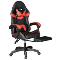 Gadgeton Imperial Series PVC Leather Gaming Chair With Footrest - Black/Red - Image 3