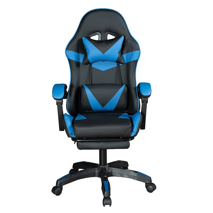 Gadgeton Imperial Series PVC Leather Gaming Chair With Footrest - Black/Blue - Image 1